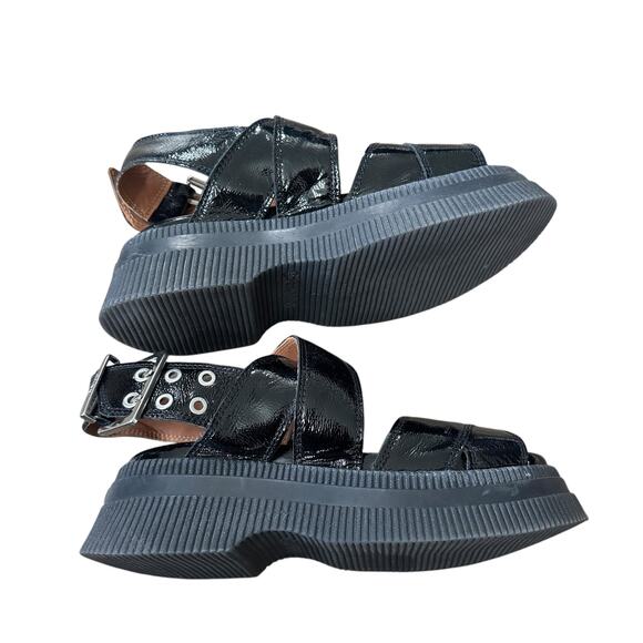 GANNI Chunky Patent Leather Sandals - Picture 5 of 9
